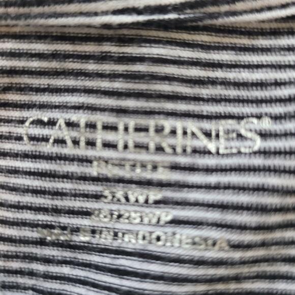 Catherines Size 3x WP Lace Floral Black White Striped Casual Tee Basics Feminine - Picture 8 of 10